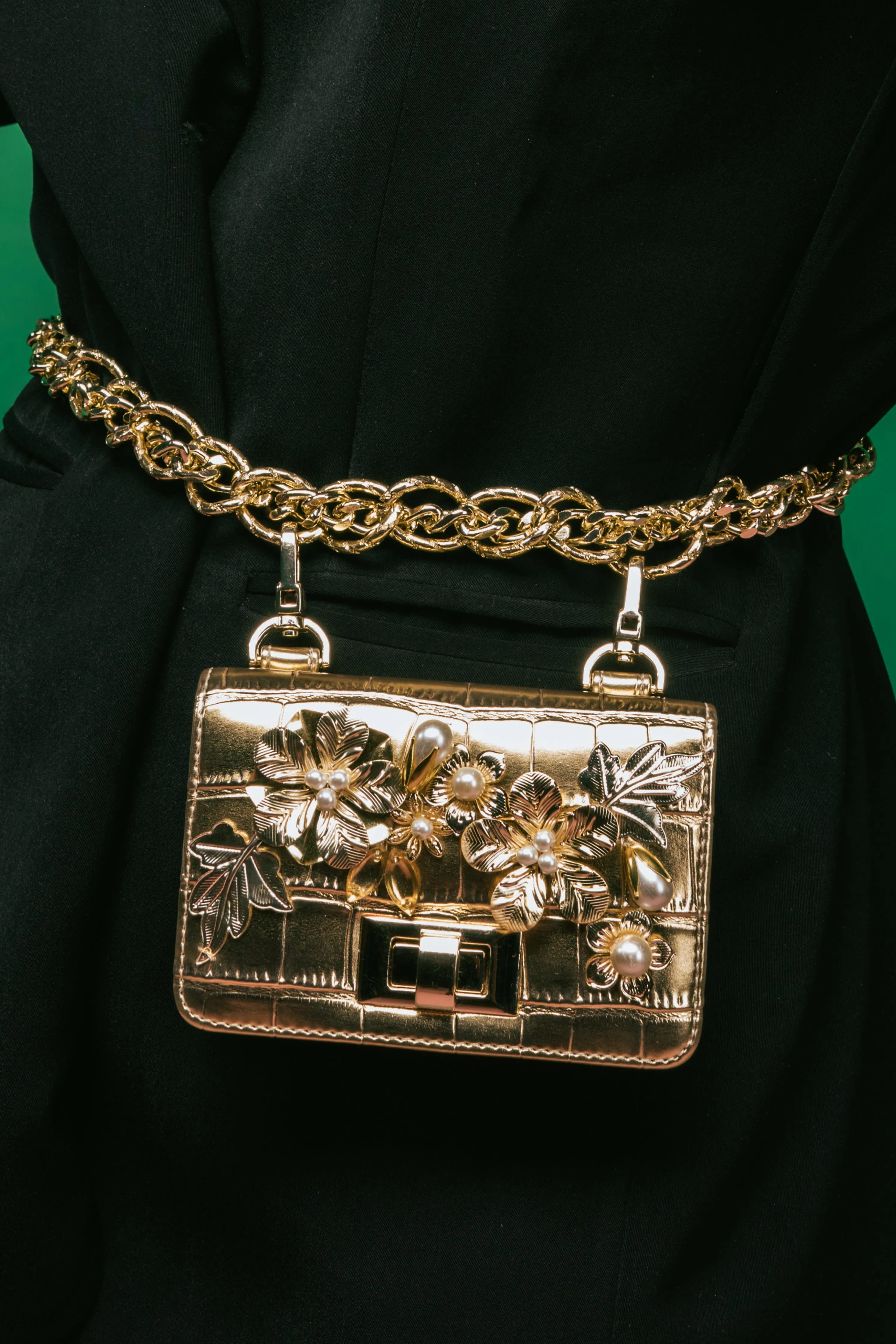 24k Gold Chain-link Belt Bag