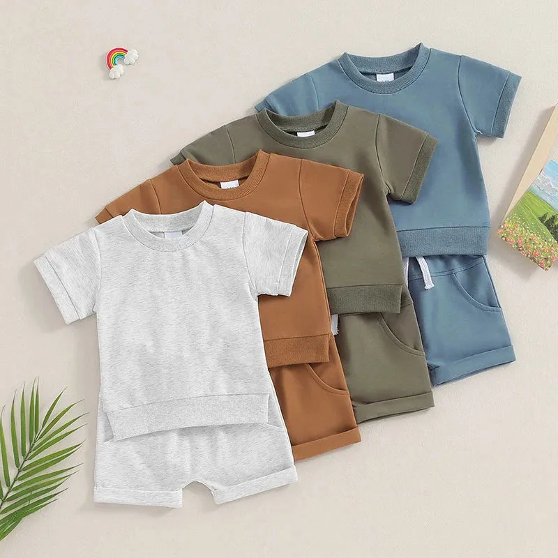 2Pcs Toddler Baby Boy Summer Clothes Set