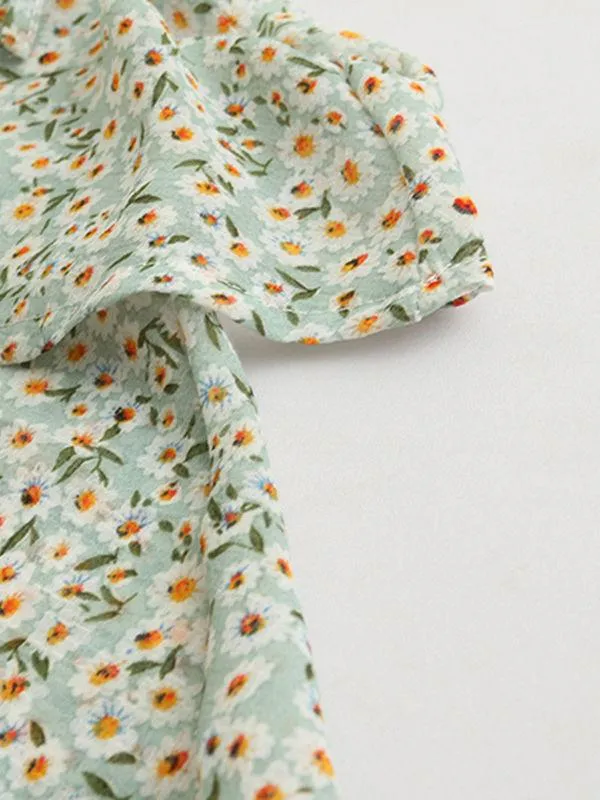 3-Piece Outfits Little Big Girl Floral Tie Top White Shorts  Hat