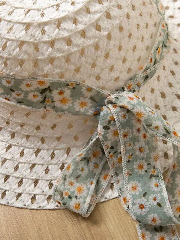 3-Piece Outfits Little Big Girl Floral Tie Top White Shorts  Hat
