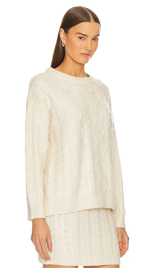 525 Mina Airspun Cable Pullover Sweater in Cream