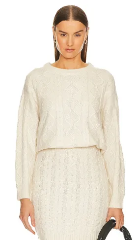 525 Mina Airspun Cable Pullover Sweater in Cream
