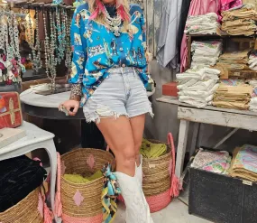 A Rare Bird - Let's Rodeo Satin Blouse