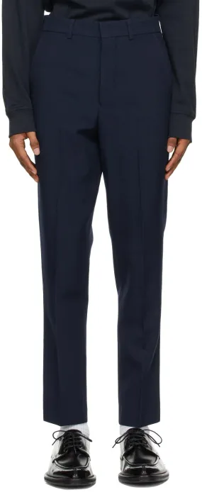 AMI Alexandre Mattiussi Navy Wool Carrot Fit Trousers