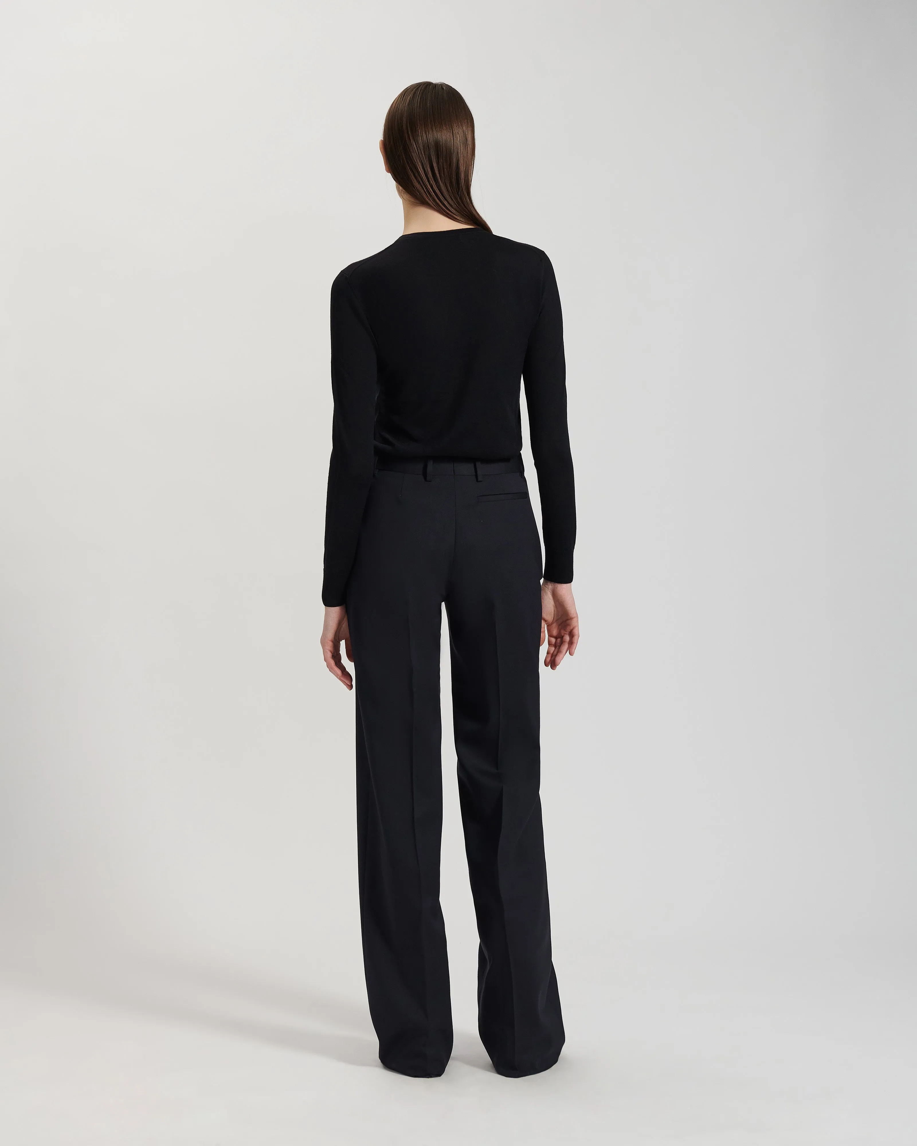 Anya Trousers in Starched Wool, Navy