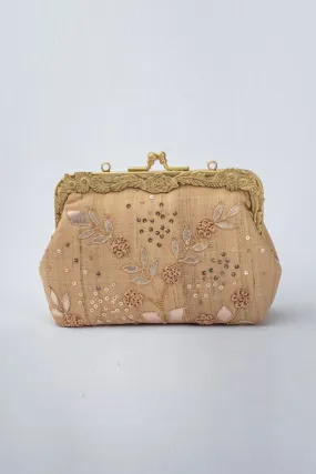 Beige Jhoomer Embroidered Clutch