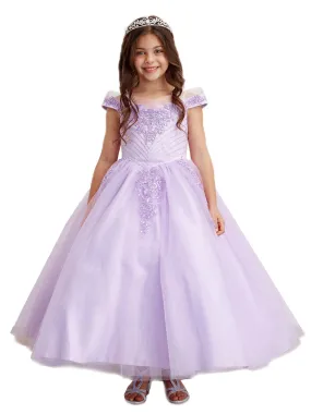Big Girls Lilac Chevron Beading Off Shoulder Pageant Dress 8-18