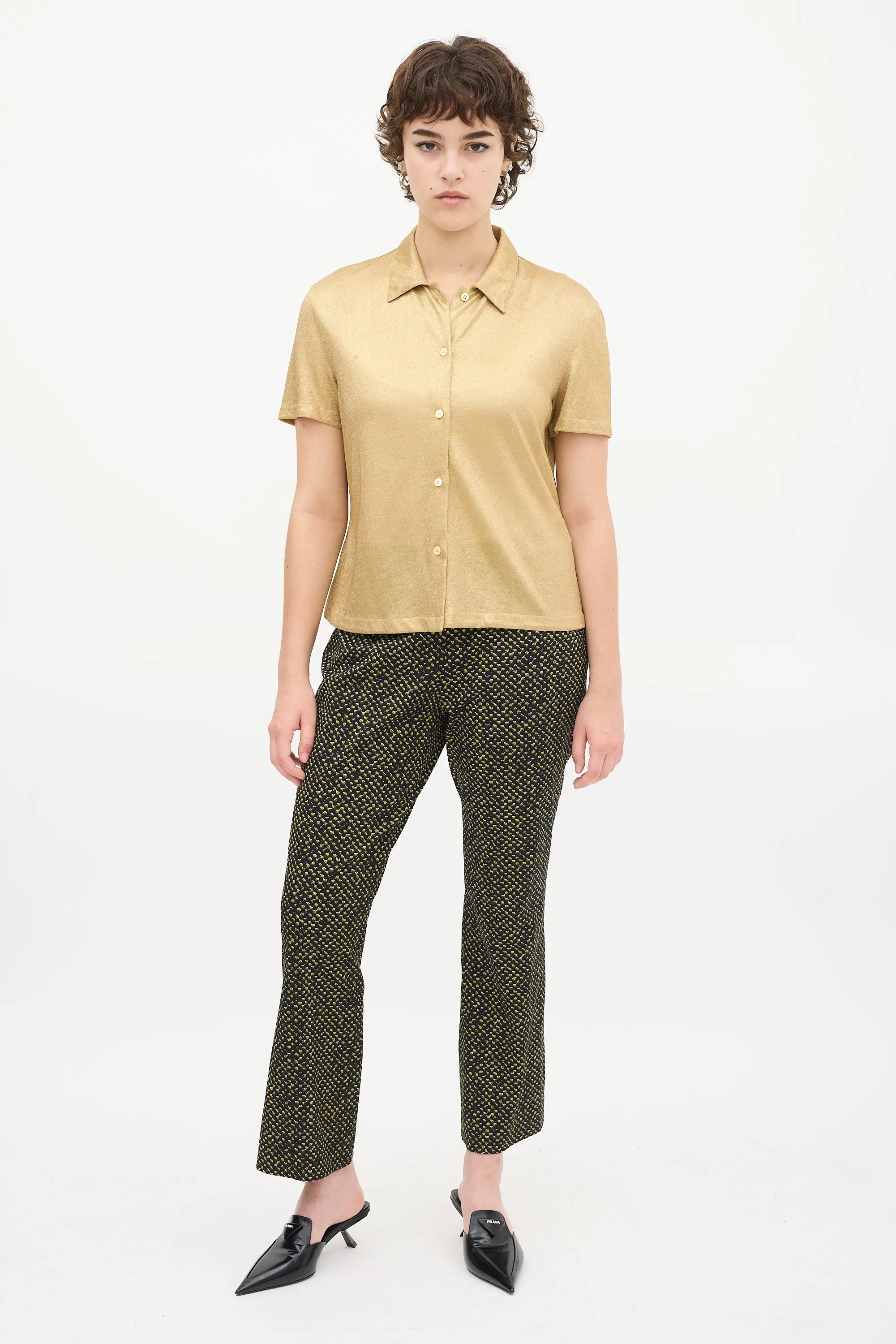 Black & Yellow Wool Printed Trouser