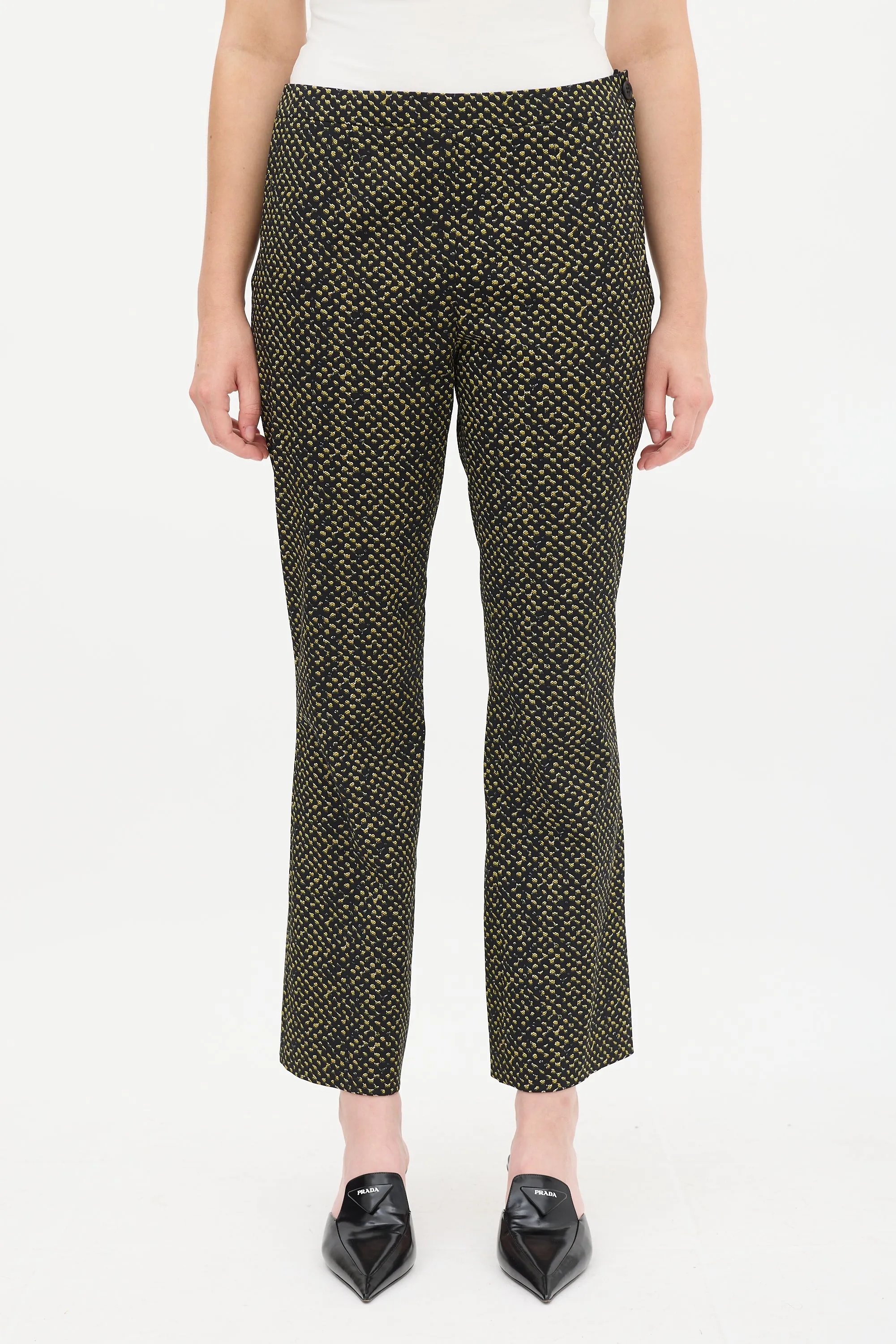 Black & Yellow Wool Printed Trouser