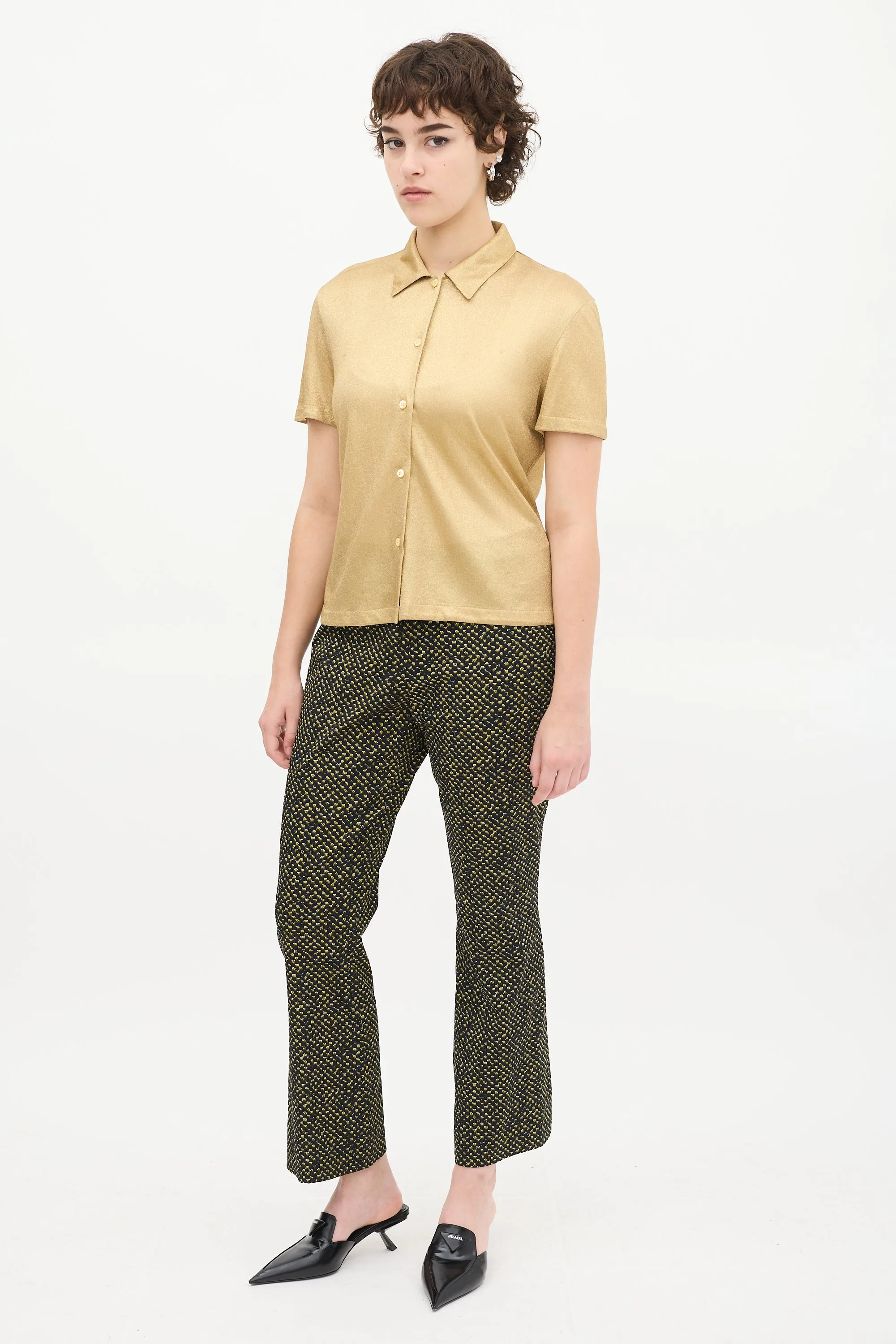 Black & Yellow Wool Printed Trouser