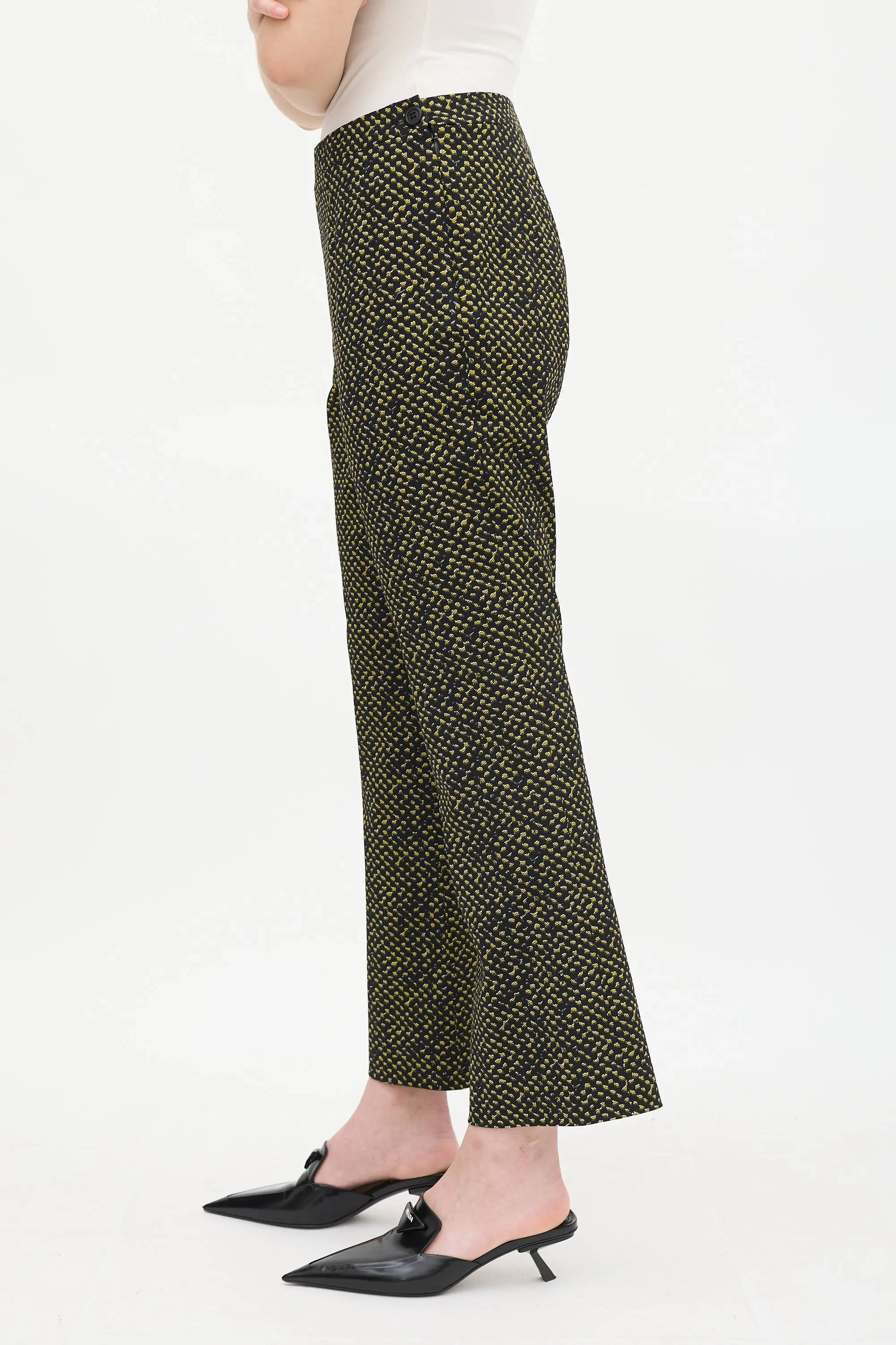 Black & Yellow Wool Printed Trouser
