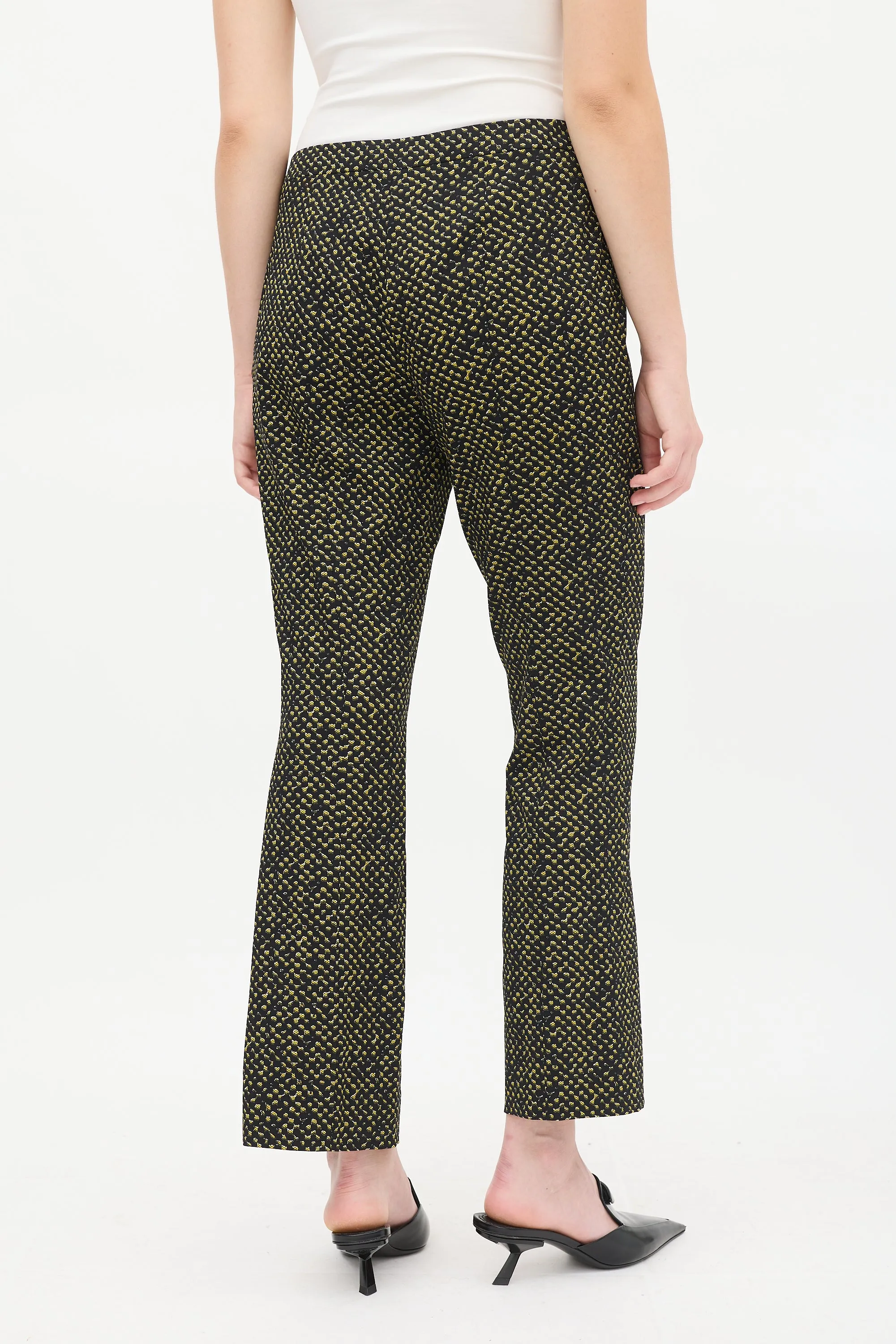 Black & Yellow Wool Printed Trouser