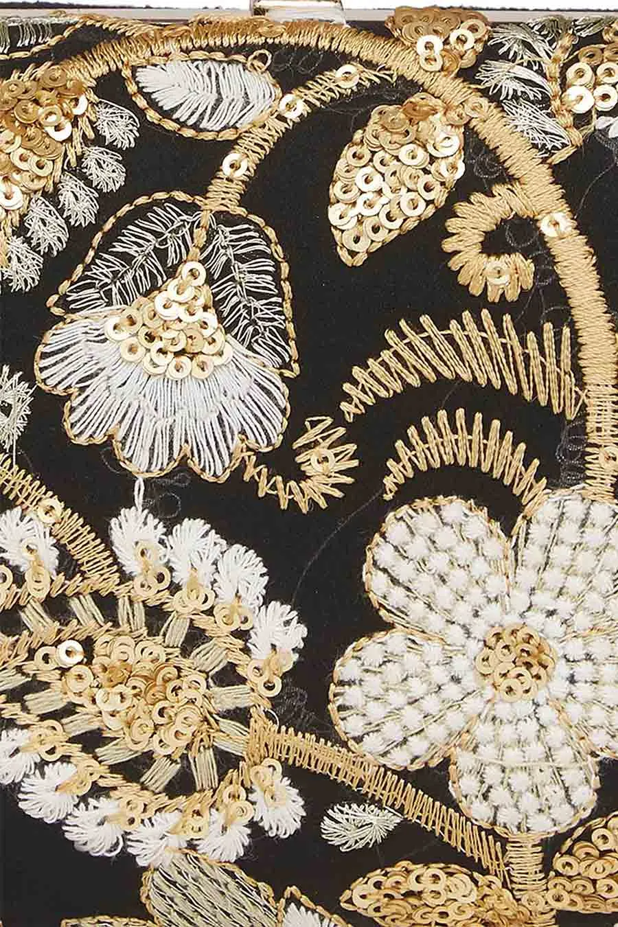 Black And Gold Embroidered Clutch