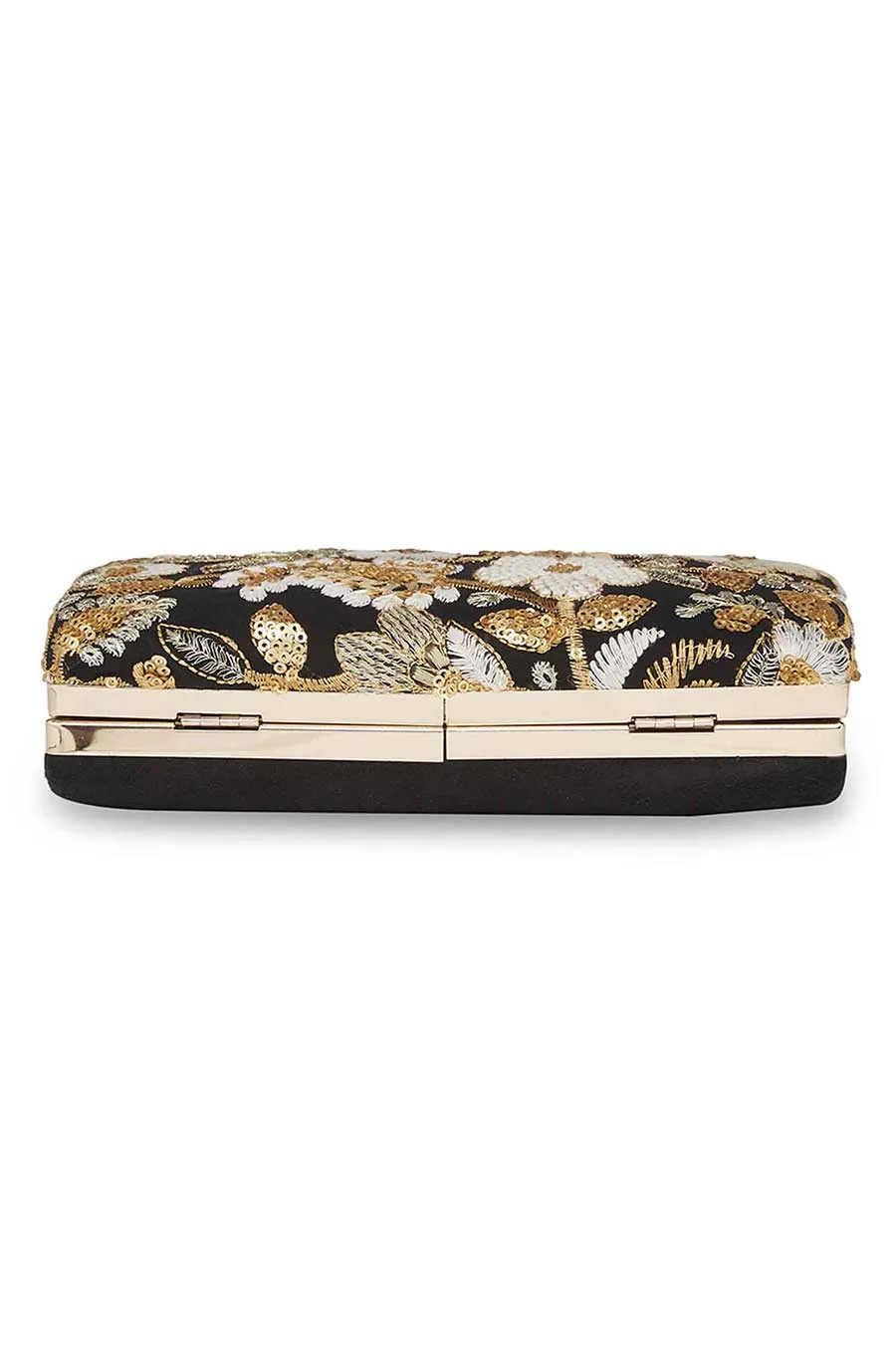 Black And Gold Embroidered Clutch