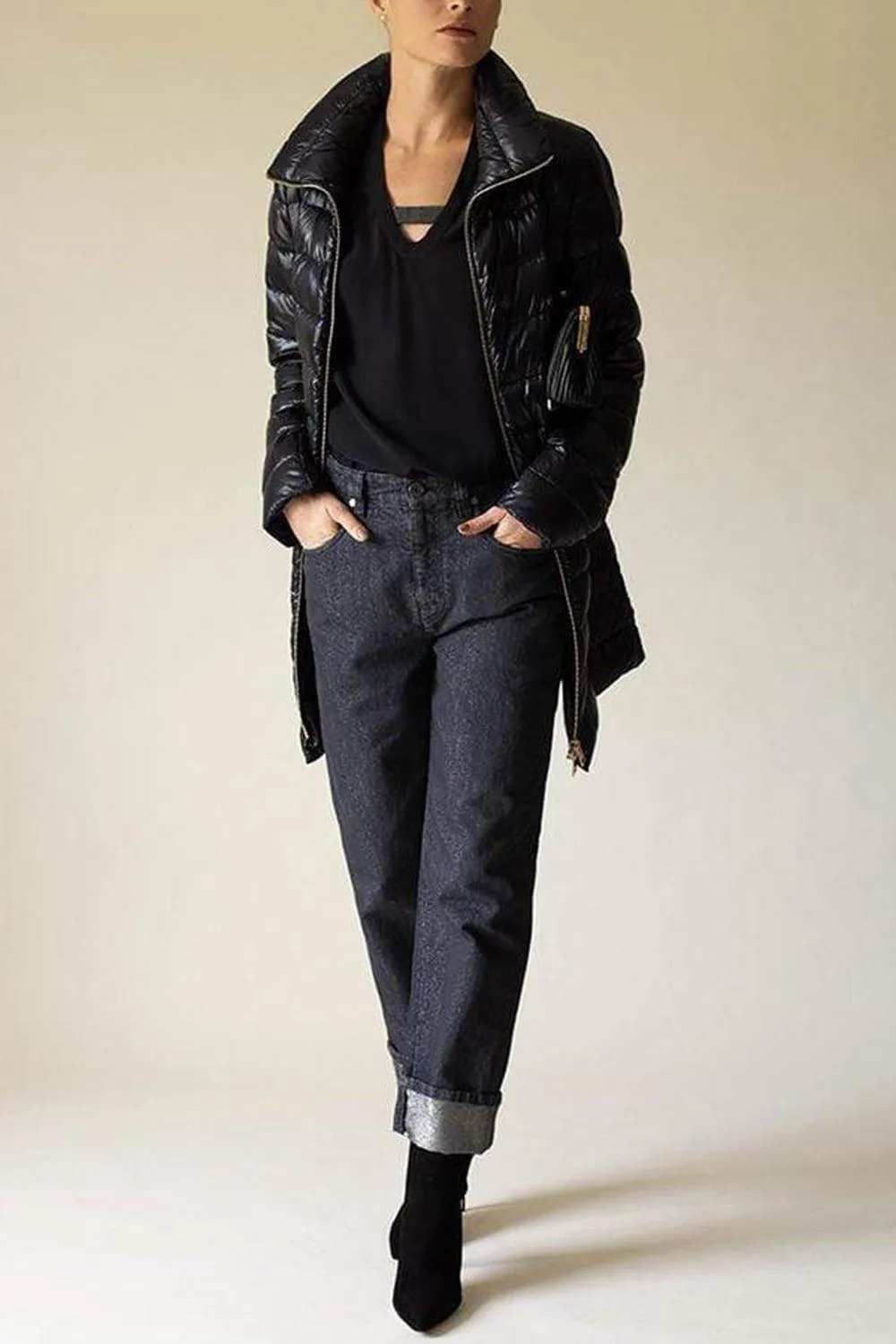 Black Iconico Fitted Midi Jacket