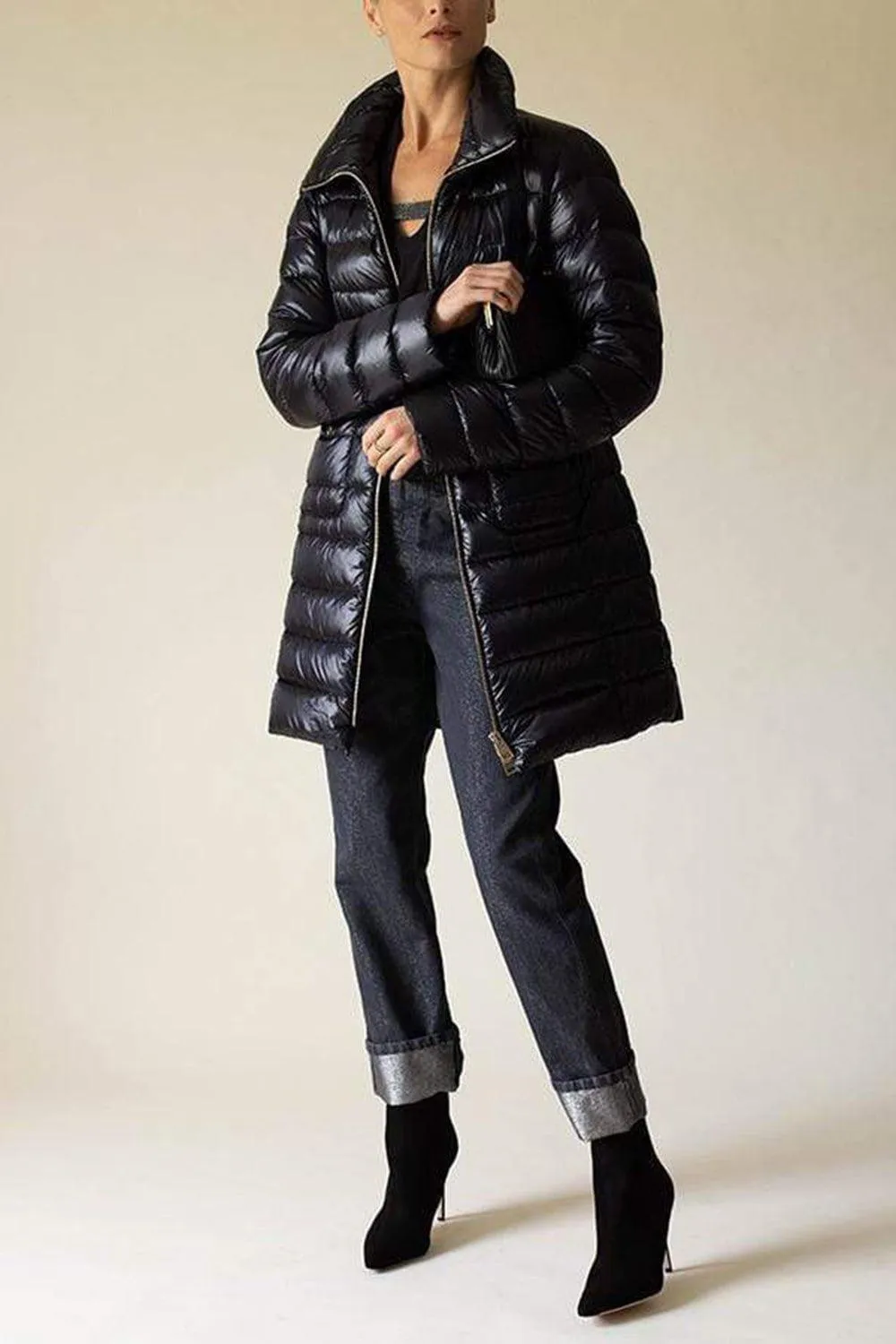 Black Iconico Fitted Midi Jacket