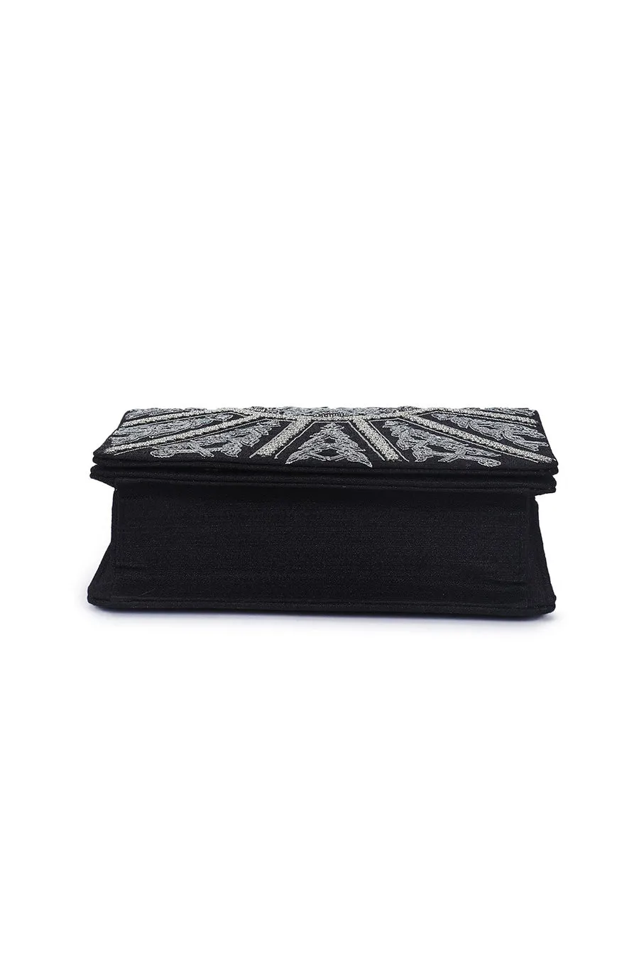 Black Sparkling Hand-Embroidered Clutch