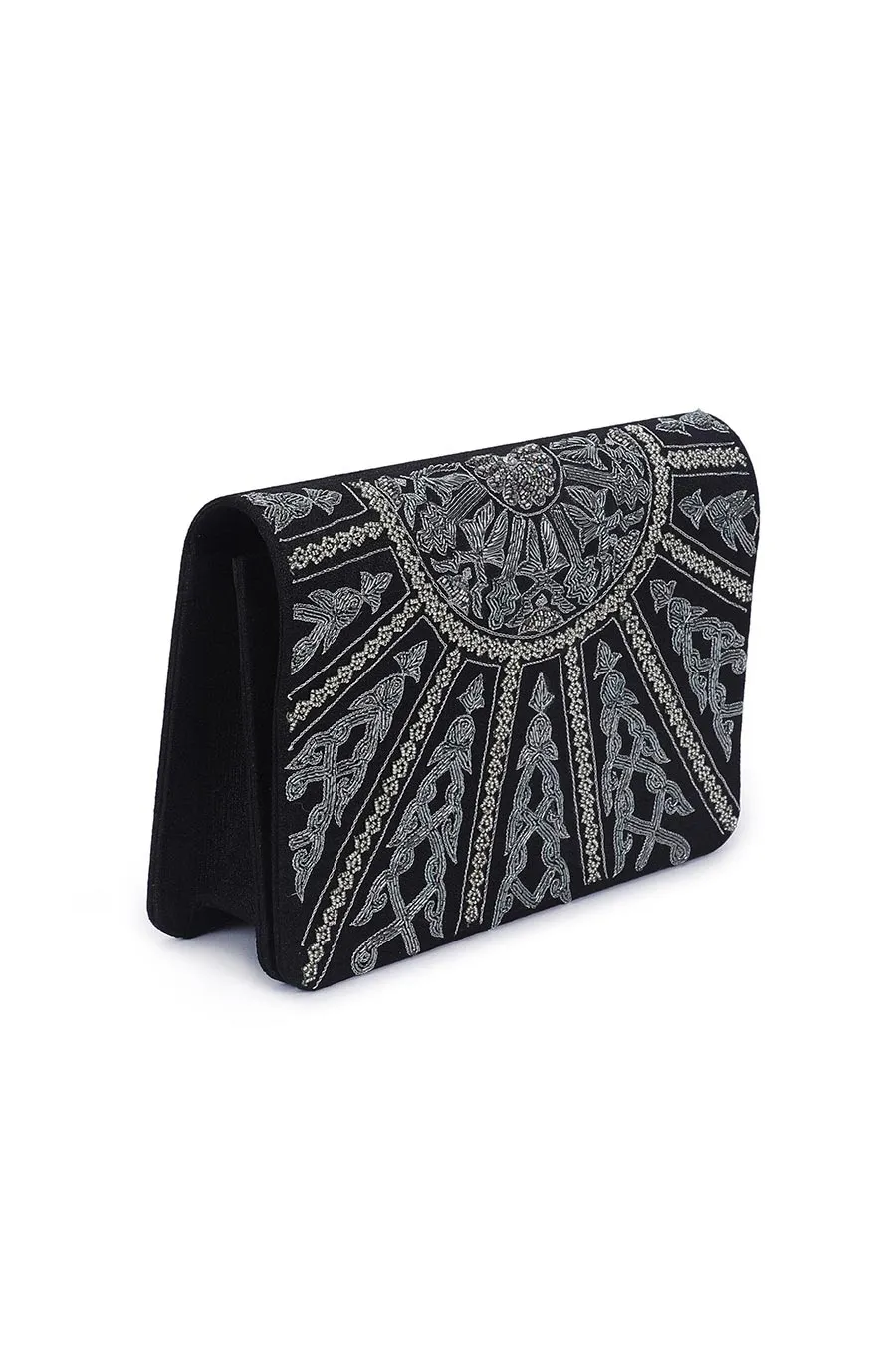 Black Sparkling Hand-Embroidered Clutch