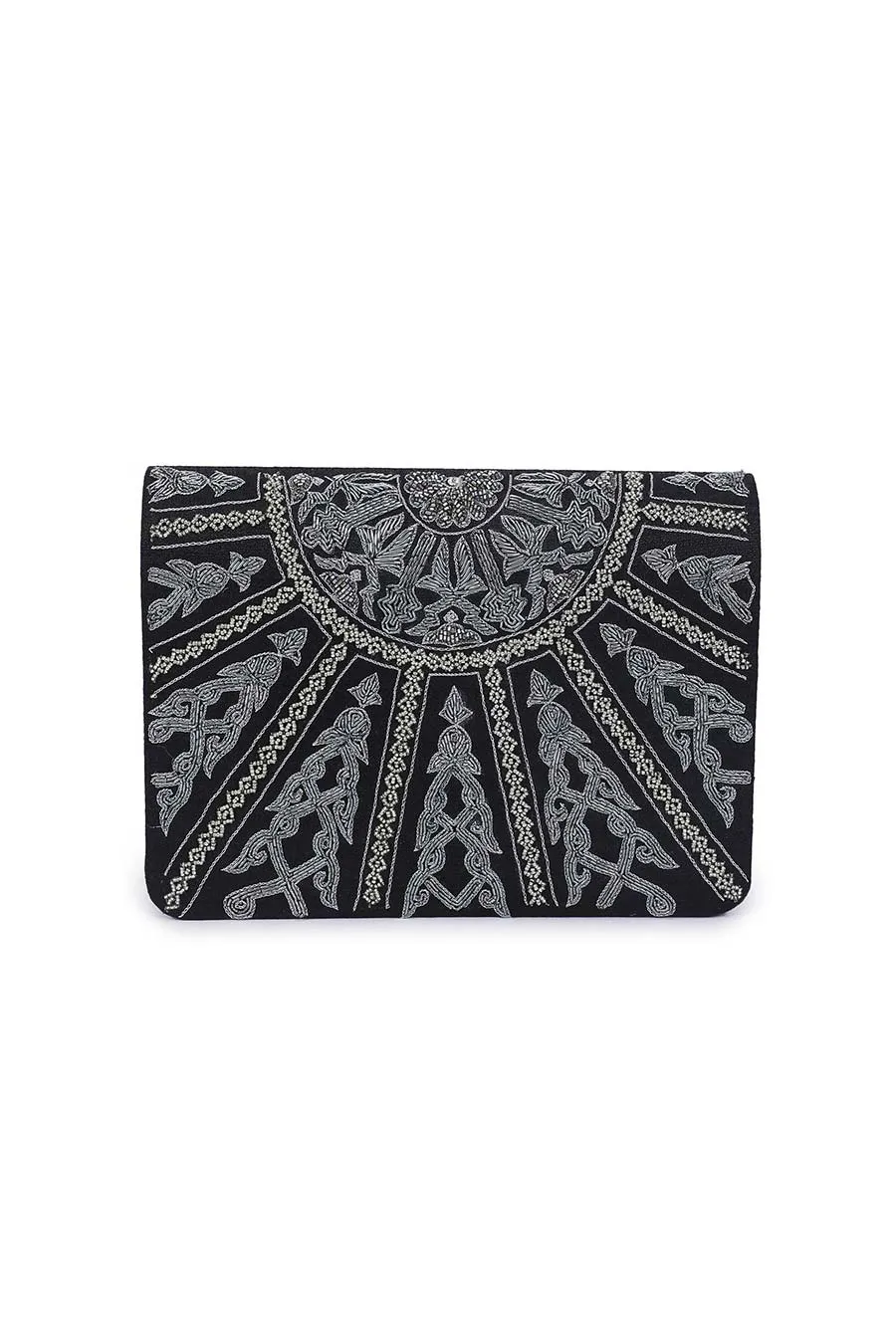 Black Sparkling Hand-Embroidered Clutch