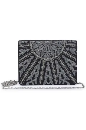 Black Sparkling Hand-Embroidered Clutch