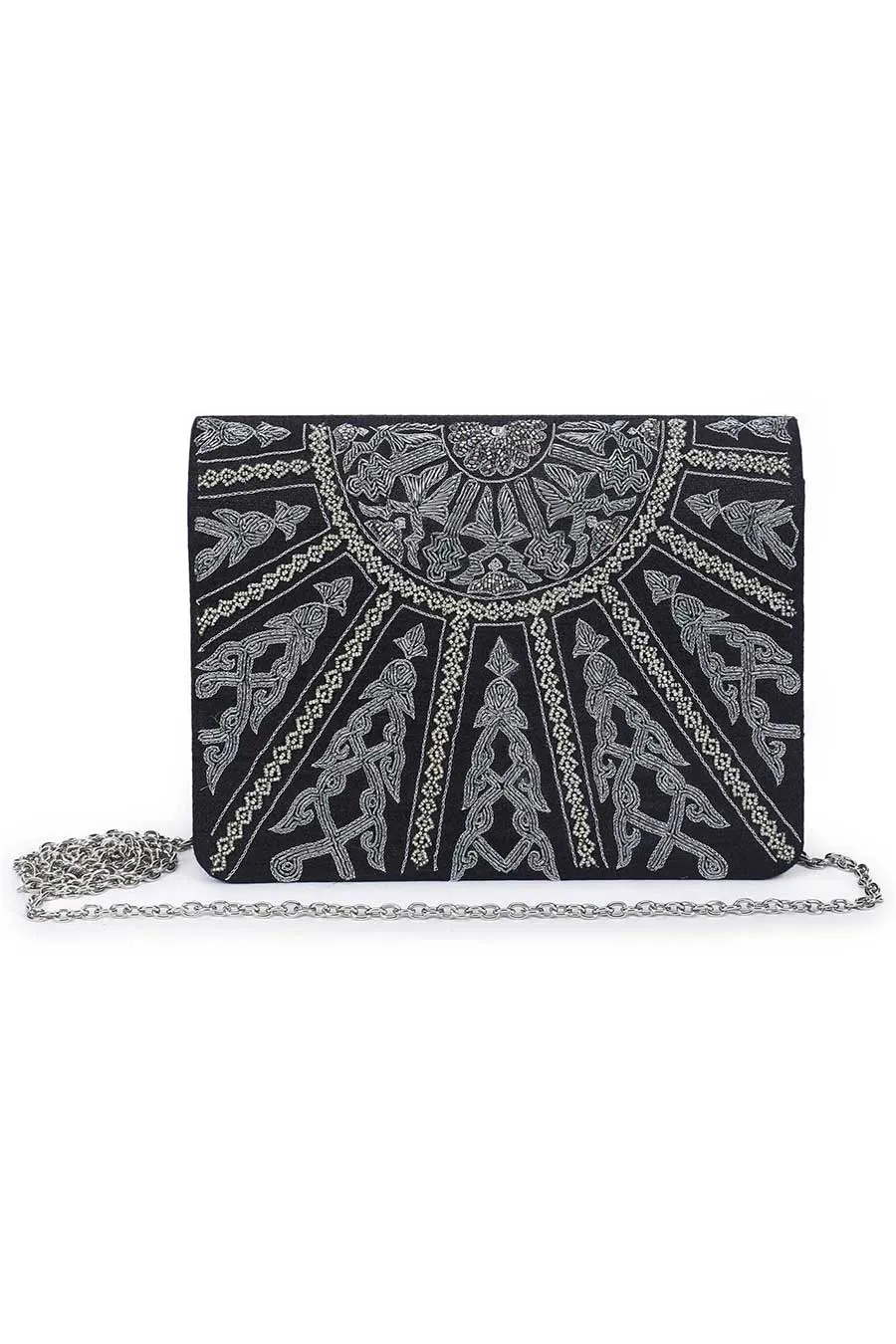 Black Sparkling Hand-Embroidered Clutch