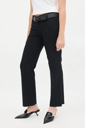 Black Wool & Nylon Flared Trouser