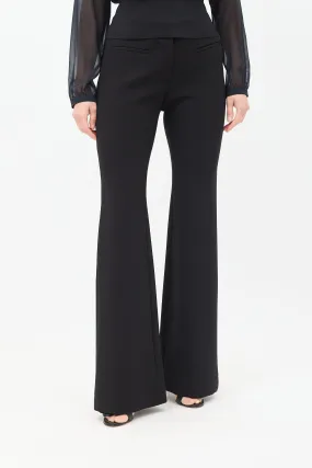 Black Wool Flared Trouser