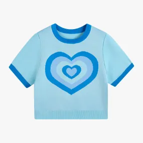 Blue Layered Heart Crop Top