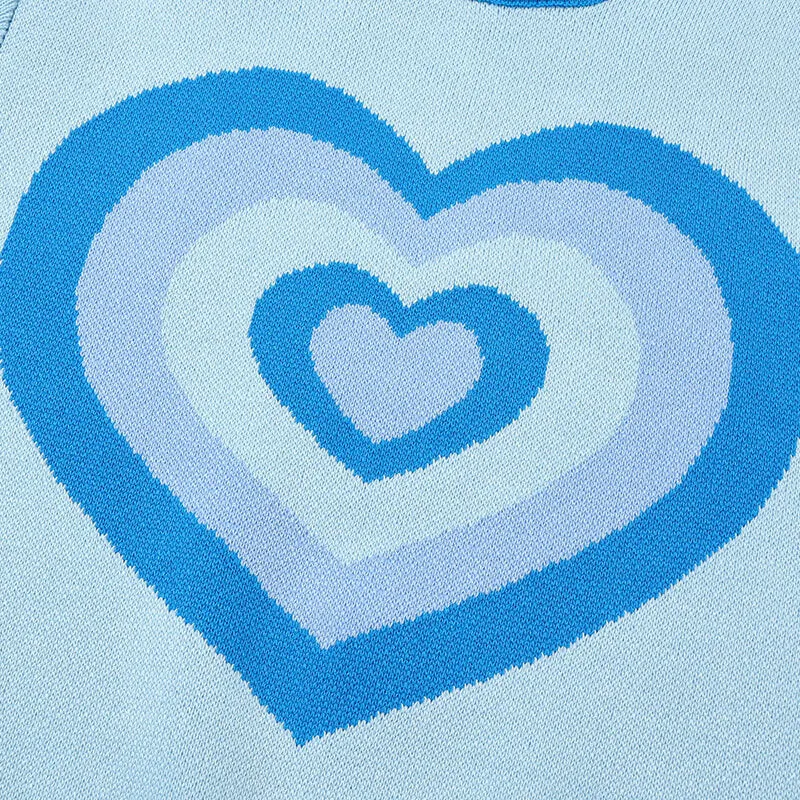 Blue Layered Heart Crop Top