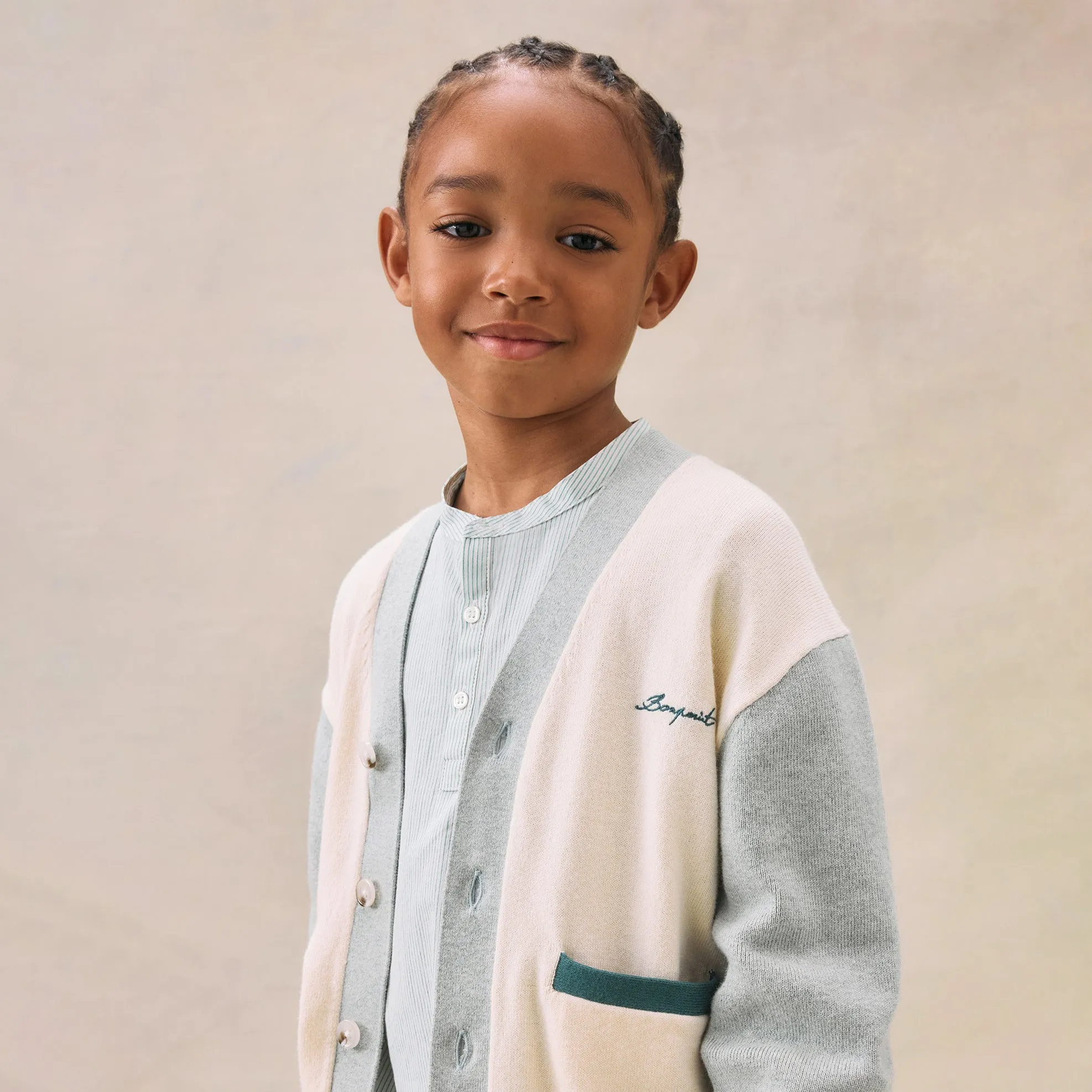 BONPOINT Edouard Two-Tone Cardigan
