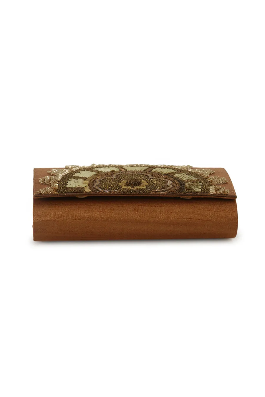 Brown Hand-Embroidered Clutch