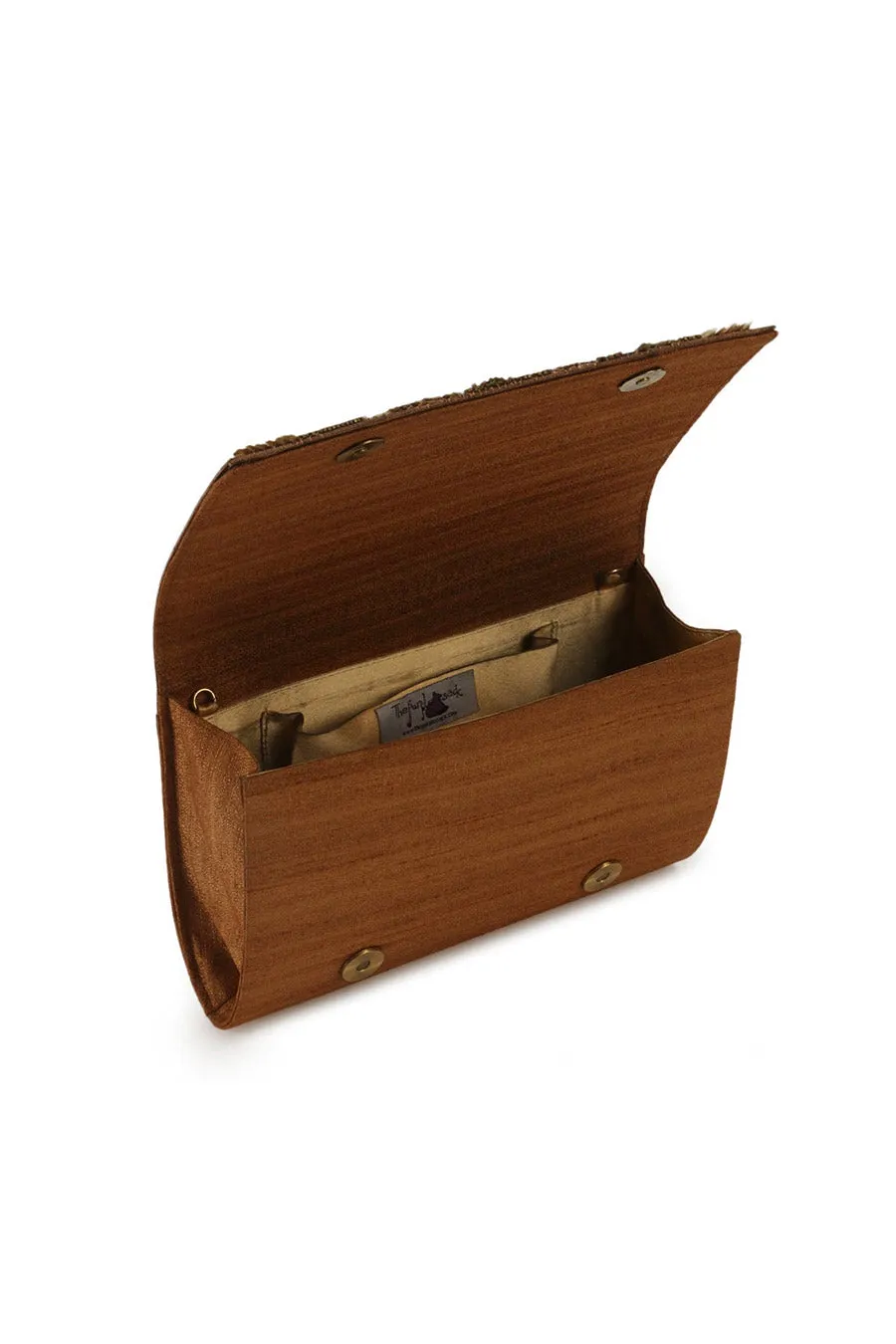 Brown Hand-Embroidered Clutch