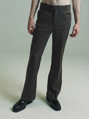 Brown Tweed Wool & Silk Cuffed 70's Trousers