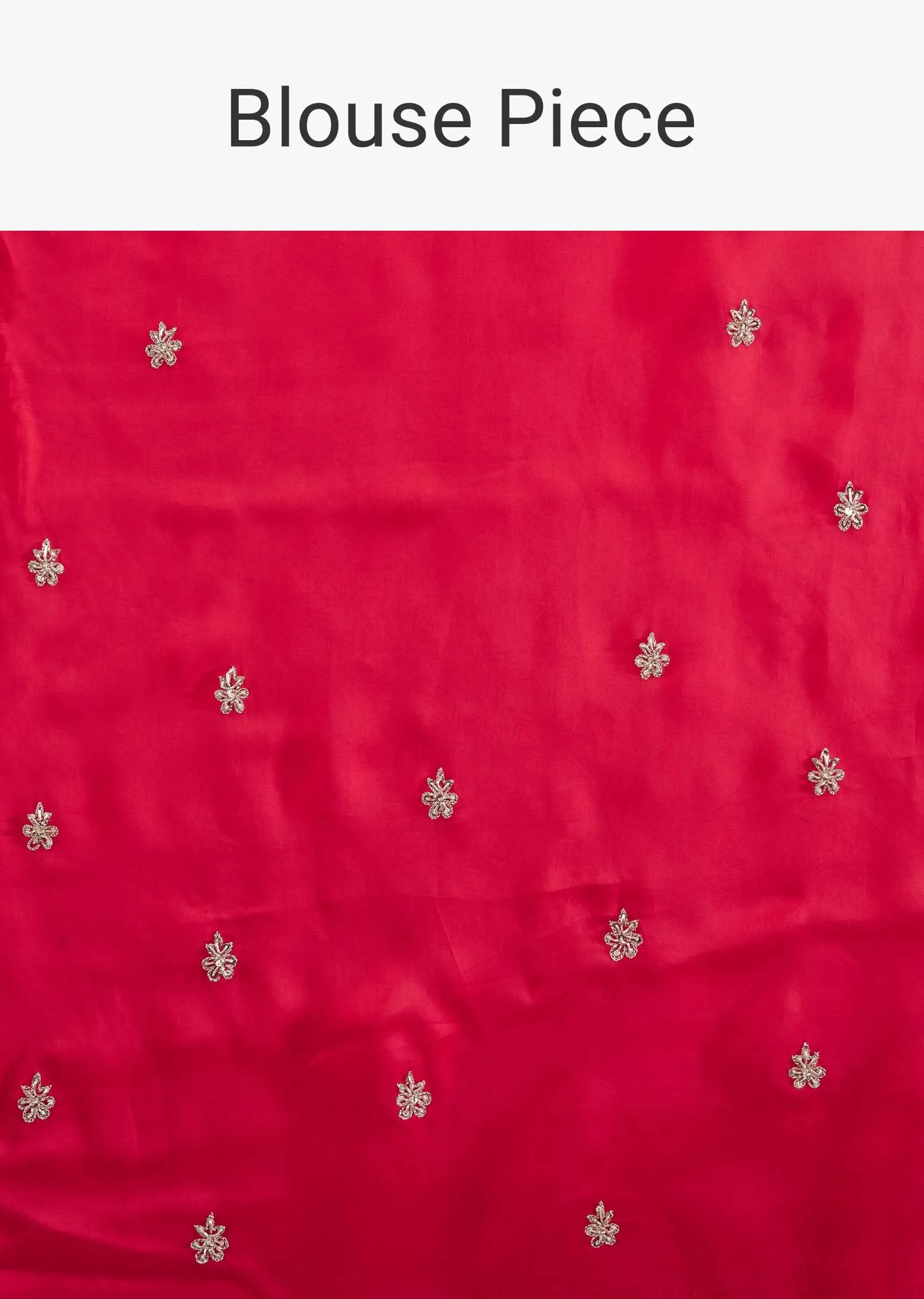 Carmine Red Satin Saree With Embroidery