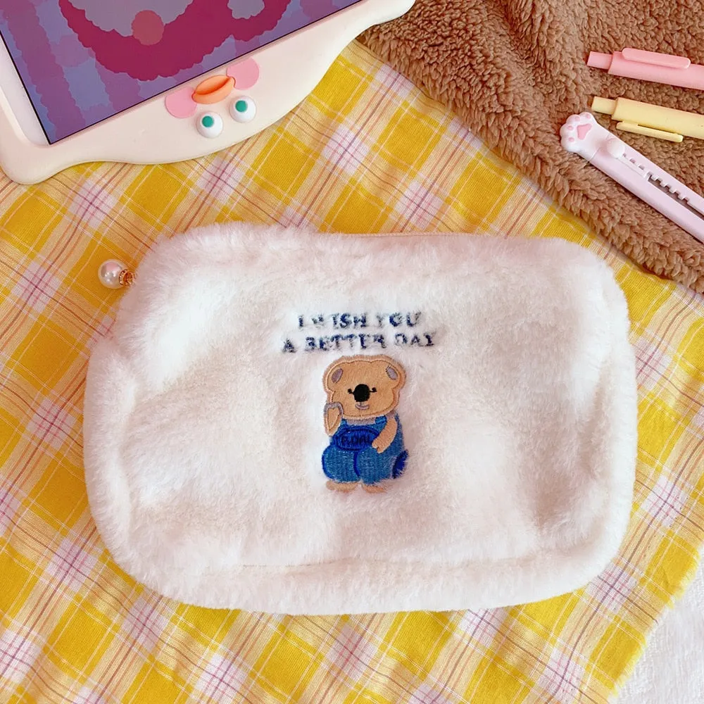 Cartoon Bear Embroidery  Clutch