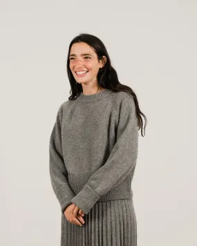 Cashmere Mix Roll-Up Cuff Crewneck Sweater