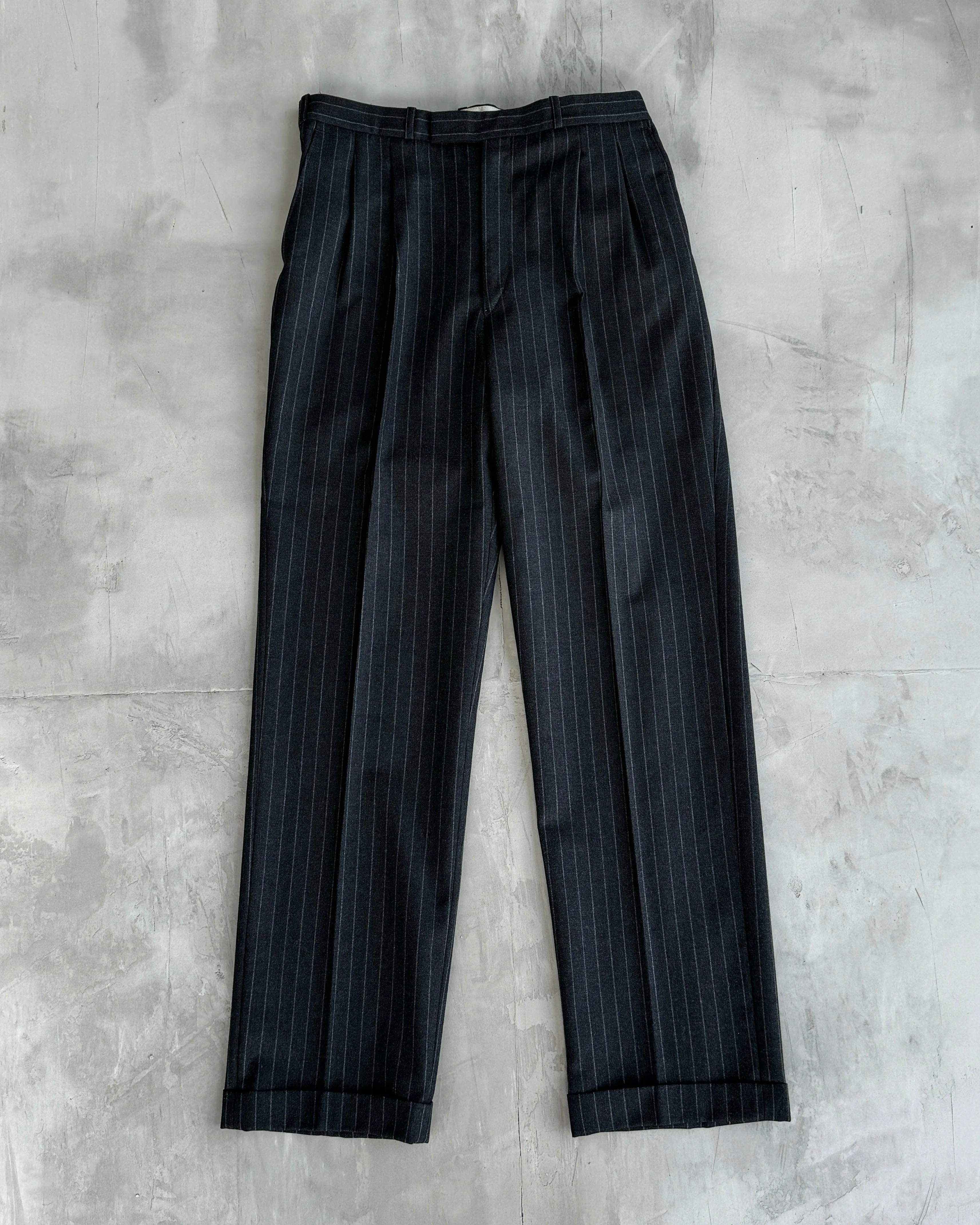 CHRISTIAN DIOR MONSIEUR DOUBLE BREASTED WOOL PINSTRIPE SUIT - 40R / M-L