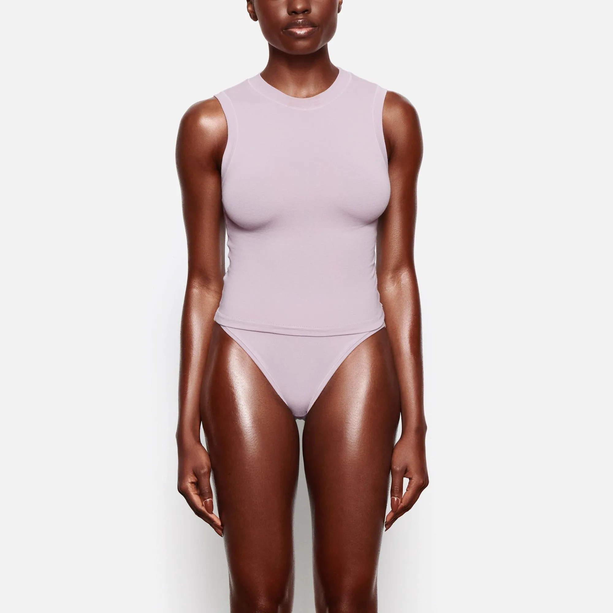 COTTON JERSEY MOCK NECK TANK | IRIS MICA