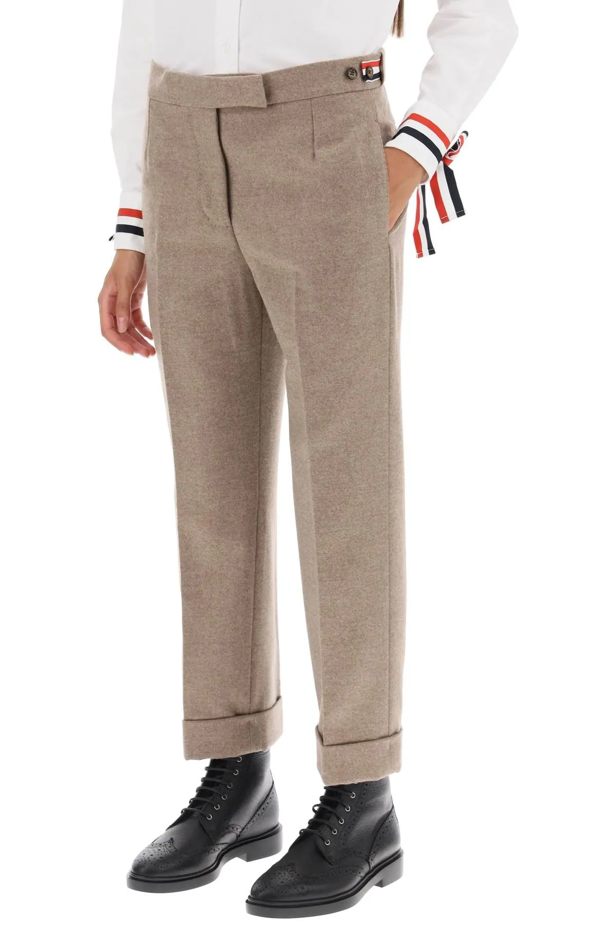 cropped wool-flannel pants