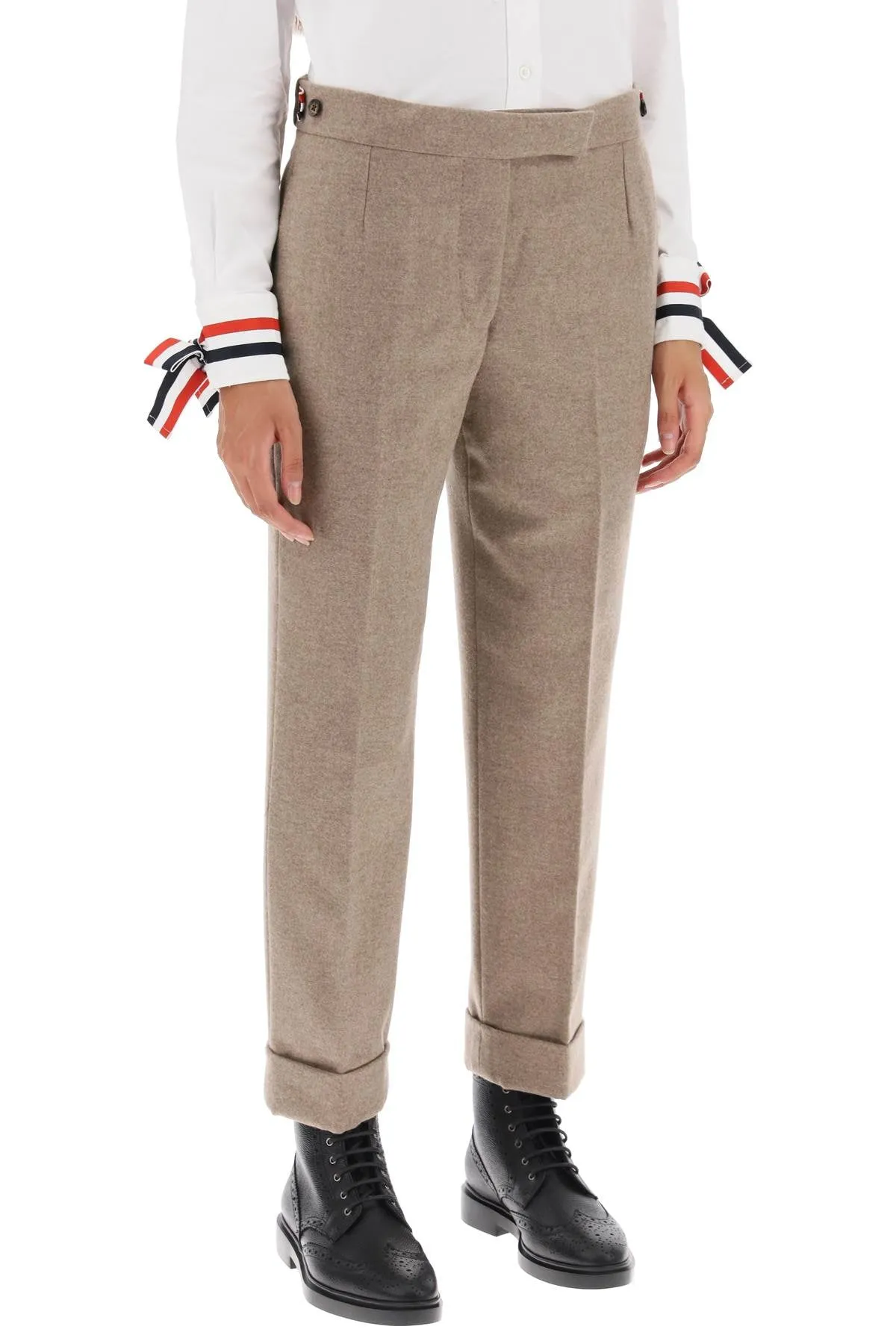 cropped wool-flannel pants