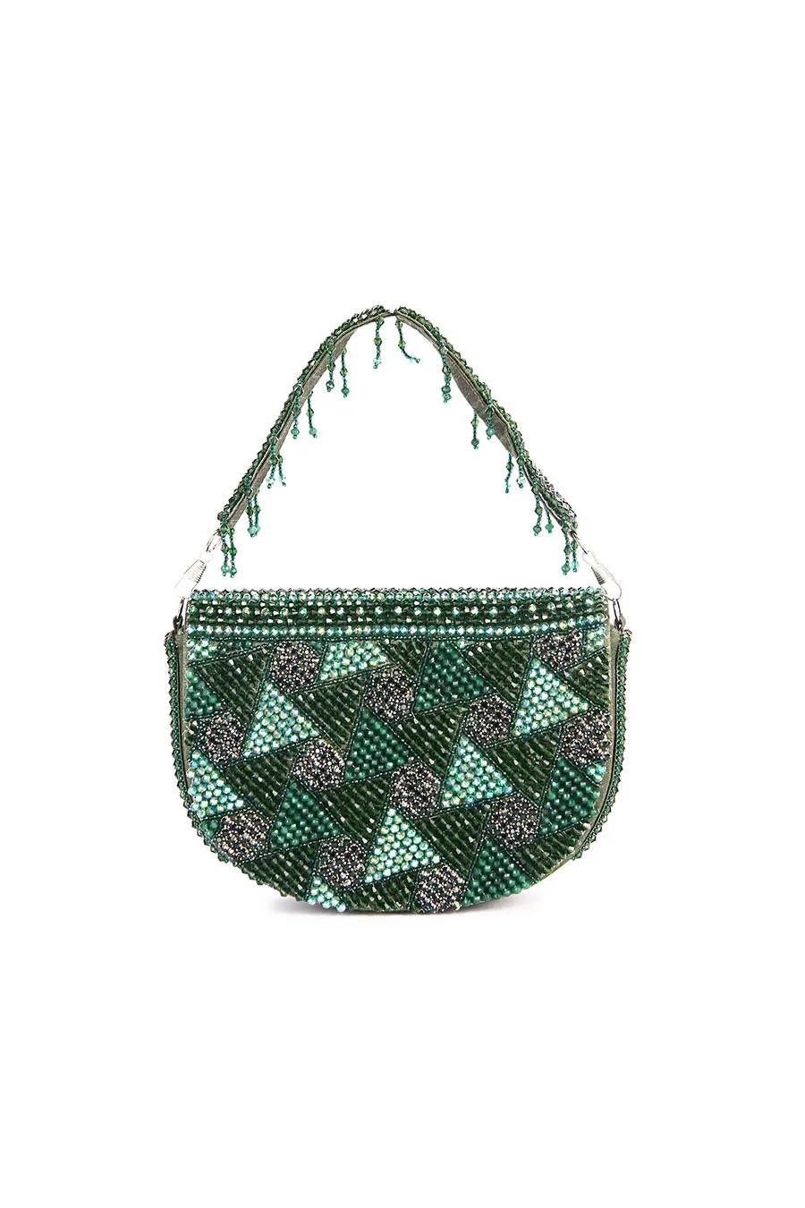Dark Green Hand-Embroidered Clutch