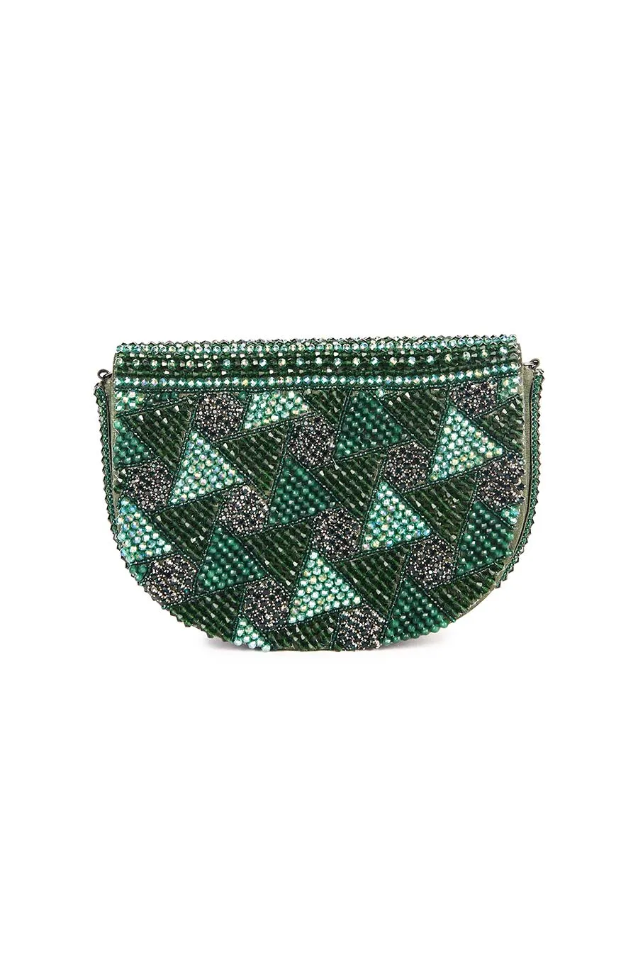Dark Green Hand-Embroidered Clutch