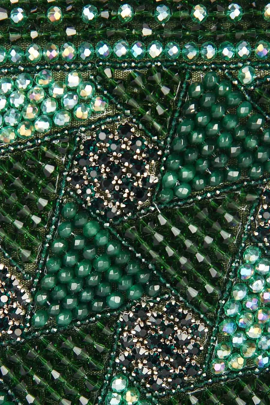 Dark Green Hand-Embroidered Clutch