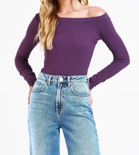 DENISE OFF SHOULDER TOP PURPLE OPAL