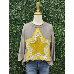 Faded Ash Grey Star Patch Pullover