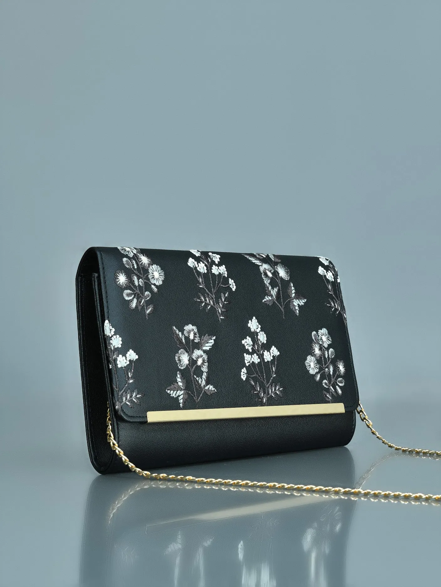 Floral Embroidered Clutch