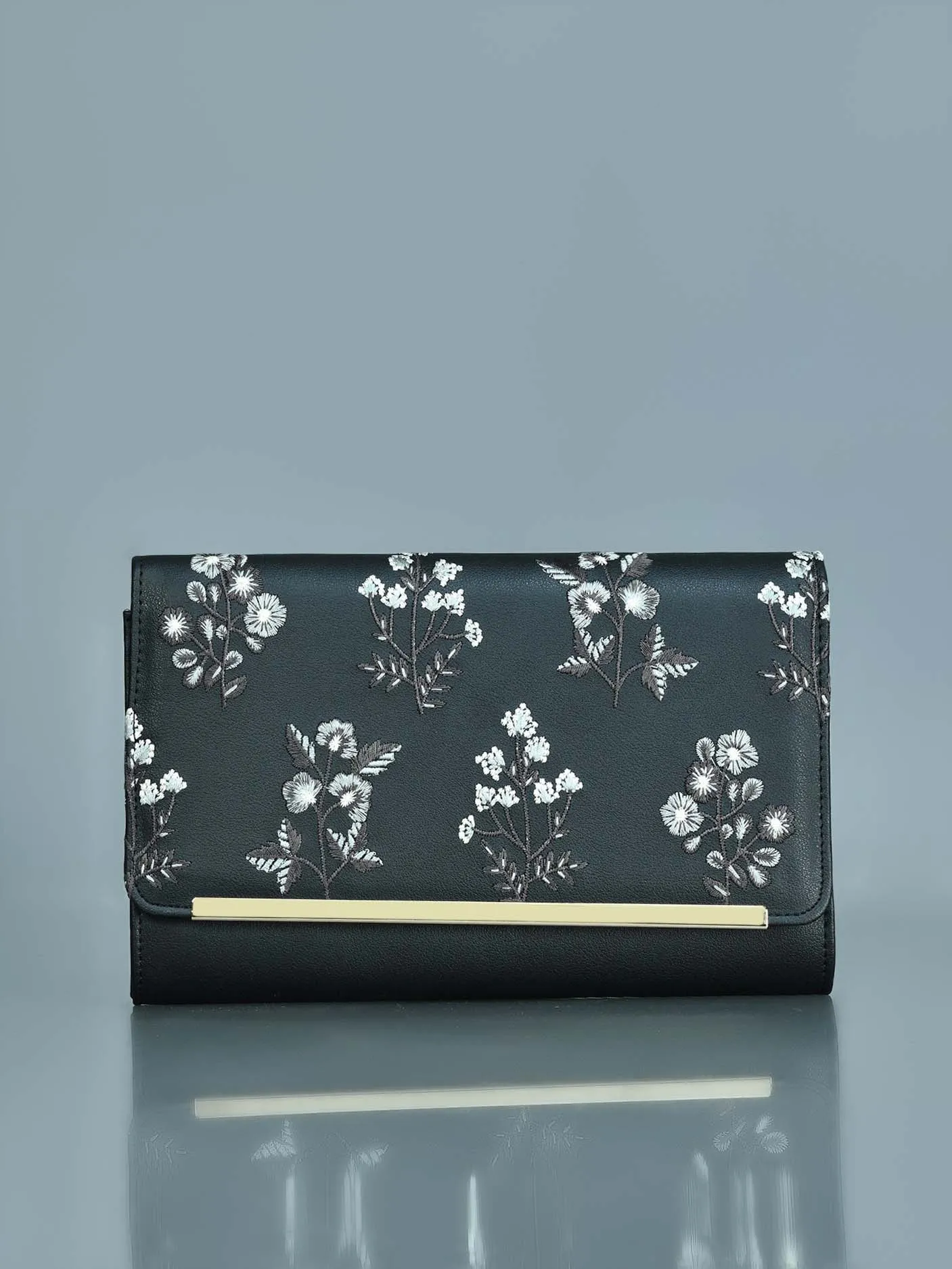 Floral Embroidered Clutch