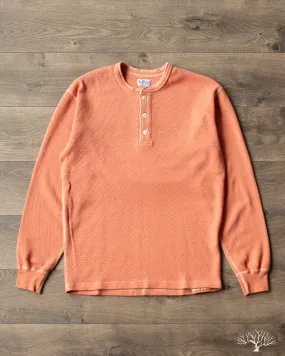 FN-THLH-004 - Waffle Knit Henley Thermal - Light Orange