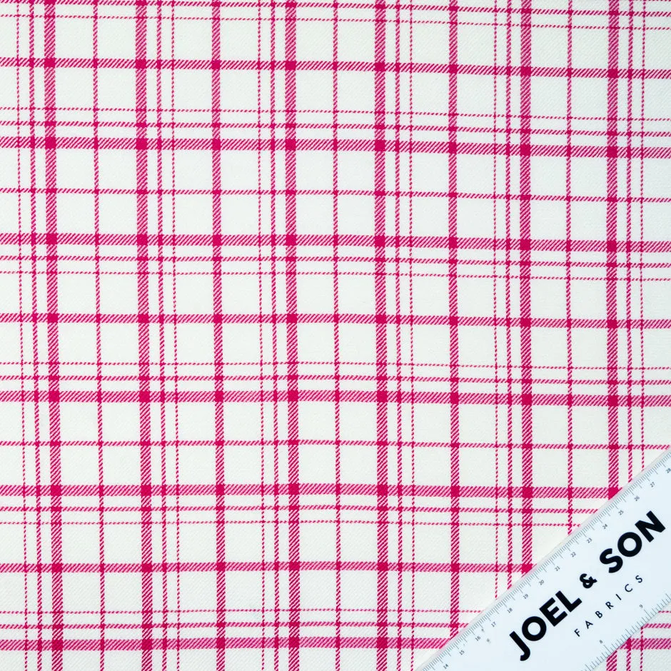 Fuchsia Pink & Off-White Pure Wool Tartan