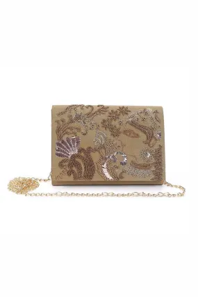 Gold Cleopatra Hand-Embroidered Clutch